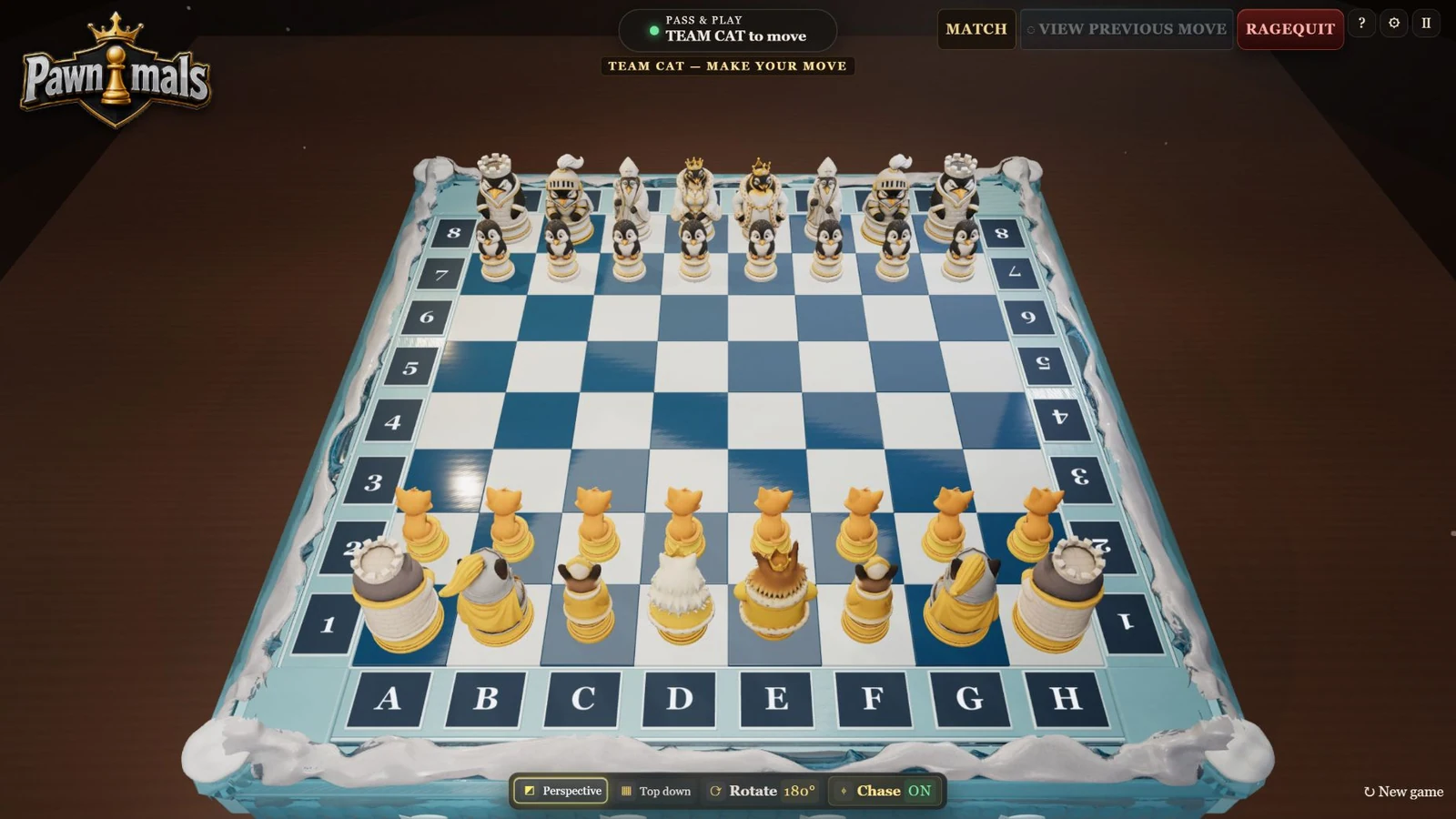 Cat and Penguin armies on the updated icy Penguin board.
