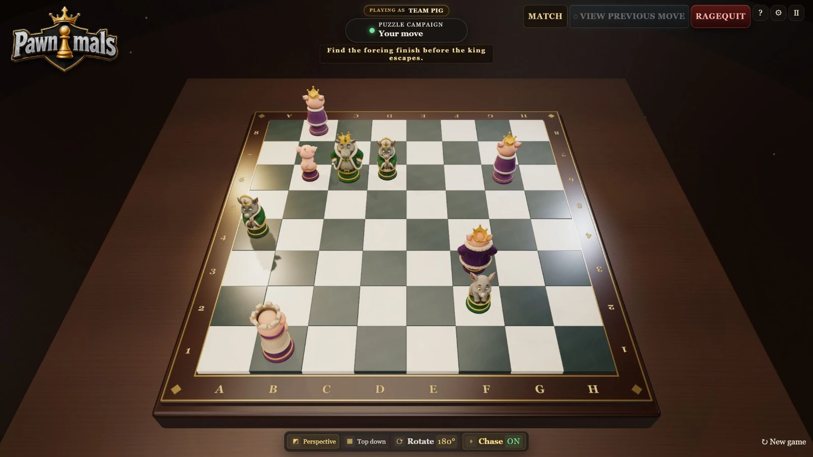 Current Puzzle mode gameplay with Pig and Rhino pieces.